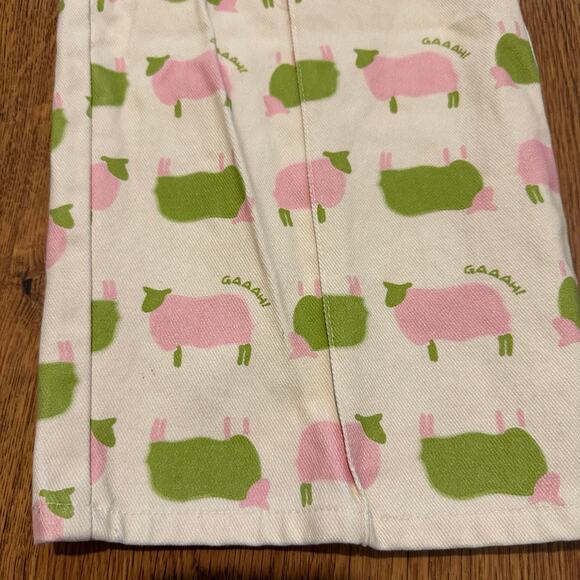 Lisa says gah sheep print fun colorful flat front straight cut size 30 pants - Picture 4 of 10